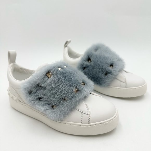 VALENTINO GARAVANI Rockstud Mink Fur Sneaker - Picture 11 of 11